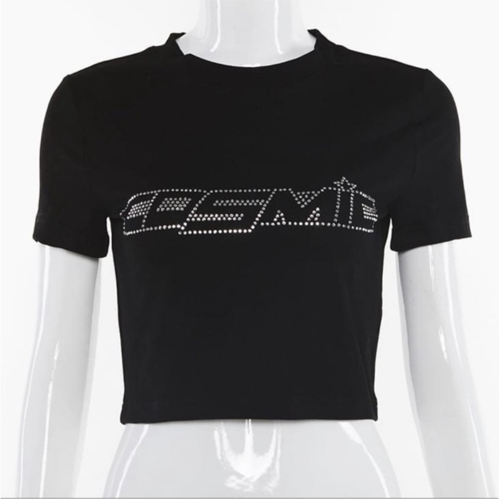 ‘cosmic’ rhinestone crop top